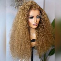 #27 miel blond bouclé dentelle avant perruques de cheveux humains cheveux brésiliens bouclés dentelle perruque cheveux humains pré plumé perruque pour les femmes