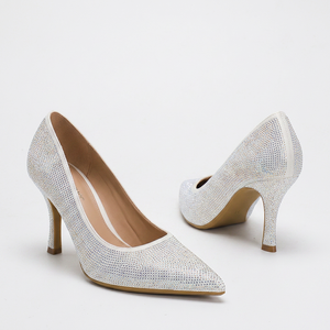 Escarpins tendance 2026 à bout pointu entièrement ornés de cristaux, talons aiguilles scintillants argentés avec strass, chaussures de soirée élégantes pour femme - Product Image 4