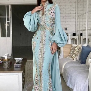 Nuevo. De moda. Elegante. Caftán vestido para fiesta-desgaste y vestido de boda con adornos de cristal cuentas de vidrio piedra trabajo = 2020 - Product Image 1