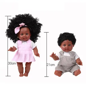 14英寸定制时尚娃娃装扮衣服婴儿现实玩具美国娃娃带衣服黑色重生娃娃
