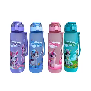 2024 nouveauté sans BPA 1000ml licorne mignon bouteille d'eau avec paille tendance dessin animé pour enfants PP bouteille d'eau potable pour les enfants