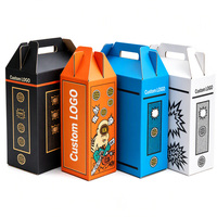 Boîte de transport alimentaire et de collations en carton ondulé avec logo personnalisé ODM, poignée intégrée, disponible en quatre coloris et pour commande en gros