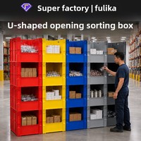 Caisse en plastique perforée en U, empilable, légère, écologique, durable, pour tri et picking en entrepôt e-commerce