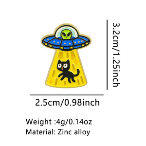 Pins de esmalte de gato adorables, broches de solapa de gatito con diseño de OVNI alienígena y noche estrellada, insignias estéticas de <span class=keywords><strong>animales</strong></span> para decoración de mochilas y chaquetas, regalo - Product Image 5