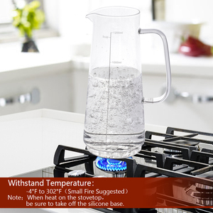 <span class=keywords><strong>Carafe</strong></span> à eau en verre transparent moderne avec poignée et base antidérapante en silicone, <span class=keywords><strong>carafe</strong></span> à jus en verre borosilicate de haute qualité pour la cuisine - Product Image 5