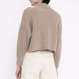 Fornitore <span class=keywords><strong>di</strong></span> maglieria da donna lavorata a maglia a spalla ridotta <span class=keywords><strong>in</strong></span> <span class=keywords><strong>cotone</strong></span> elegante a manica lunga con collo finto e <span class=keywords><strong>filo</strong></span> corto maglione donna - Product Image 3