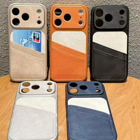 Nouvelle coque de téléphone en cuir avec porte-cartes pour iPhone 17 Pro Max 16 Pro 15, étui de protection antichoc avec fente pour cartes et design portefeuille