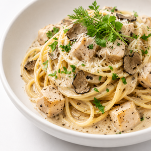 Pasta <span class=keywords><strong>Alfredo</strong></span> con Trufa Negra Lista para Comer, Fettuccine Italiana Cremosa, Comida Instantánea para Microondas, Sin Grasas Trans, HAACP - Product Image 6