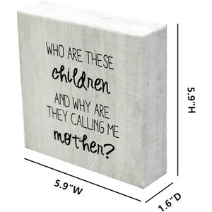 Parisloft chi sono questi bambini e perché <span class=keywords><strong>mi</strong></span> chiamano madre, insegne di blocchi di legno, decorazioni per la casa in legno rustico Freestanding - Product Image 1