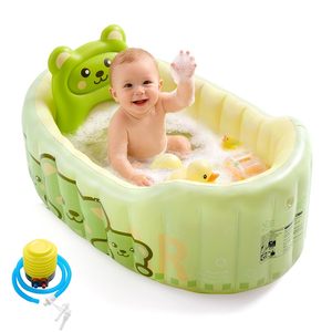 Baignoire gonflable pour bébé en forme d'ours mignon, piscine pliable pour nouveau-né avec support, baignoire pour tout-petits de 0 à 6 ans - Product Image 1