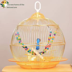 Luxe Vogelkooi Parel Tijgerhuidvink Papegaaienkooi Massief Goud Gegalvaniseerd Metalen Knoopsluiting Doos Verpakt - Product Image 3