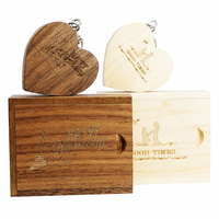 Clé USB en bois en forme de cœur de qualité supérieure, USB 2.0 3.0, véritable mémoire flash, stylo mémoire, 8 Go 16 Go 32 Go, logo de l'entreprise gravé