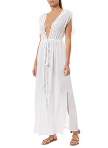 Wholesale 2025 Women Elegant Lace Beach <strong>Cover</strong> <strong>up</strong> White Long Maxi Dresses Holiday Beach <strong>Wedding</strong> Dress - Product Image 6