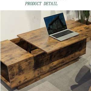 Industrial style liftable coffee table, cross-border multifunctional office <b>desk</b>, creative indoor living <b>room</b> sofa side table. - Product Image 4