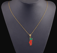 Pendentif Collier en Alliage de Cuivre Émaillé à la Mode HIP HOP Personnalisé Carte du Portugal Or 18K