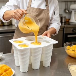 6 Cavity Starfruit Spiral Ice Cream Silicone Mold Food Grade With Lid For Easy Demolding DIY Ice Cream Maker - Product Image 2