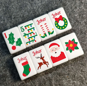 Christmas-themed Design Flowing Engraved Luxury Set American Mahjong Tiles for Indoor <b>Entertainment</b> - Product Image 3