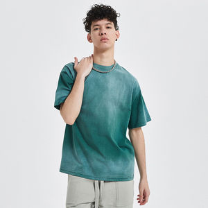 T-shirt unisexe 100% coton blanc déneigé Style vintage délavé épais surdimensionné (250 g/m²) tissu tricoté pour hommes - Product Image 4