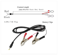 Câble d'alimentation pour batterie de véhicule SHANWEI 2464 Awg24 avec connecteur mâle 12V 24V DC 4.0X1.7mm, pince crocodile 30A, ouverture 20mm