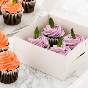 Scatole di torta <span class=keywords><strong>4</strong></span> confezioni con finestra White10 pollici usa e getta da forno scatole per torta biscotti torte Cupcakes pasticceria - Product Image 4