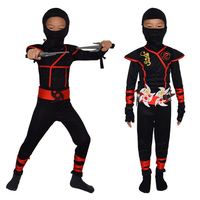 Kinder-Ninja-Cosplay-Kostüm-Set für Jungen und Mädchen, Halloween-Karneval-Verkleidung mit Dolch, Messer, Wurfpfeilen, Schwertkämpfer-Kampfanzug