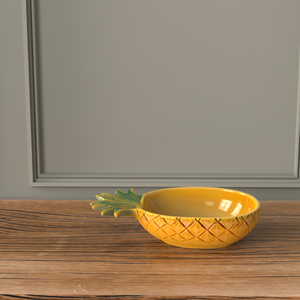 צלחת אוכל קרמית בעיצוב אננס בעבודת יד, ציפוי חלק בהתאמה אישית, מזין לחיות מחמד, לקולקציות בנושא חוף וטרופי - Product Image 4