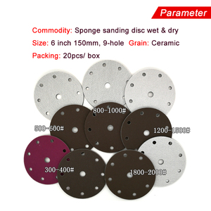 Disque de ponçage en mousse rouge de 6 pouces à 9 trous avec fixation auto-agrippante, abrasif, pour ponçage humide et sec, pour le polissage du métal et du bois - Product Image 3