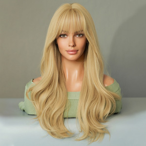 Perruque synthétique blonde longue et bouclée avec frange, style Taylor Swift, <span class=keywords><strong>cheveux</strong></span> naturels dorés, très vendue en Europe et aux États-Unis - Product Image 6