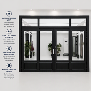 Porta <span class=keywords><strong>in</strong></span> <span class=keywords><strong>Alluminio</strong></span> Serie 120 Stile Retrò Francese, Doppio Vetro, Isolamento Termico, Risparmio Energetico, per Interni/Esterni, Patio, Balcone - Product Image 1
