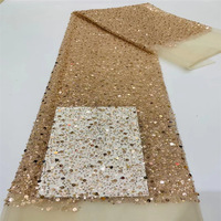 Usine Vente Tissu Brodé De Perles Irisé Perle Dentelle Maille Brillant Sequin Broderie Tulle Tissu pour Femme Soirée Robe De Soirée