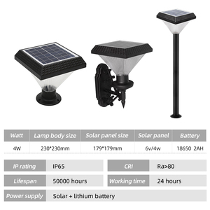 4LED สปอตไลท์สนามหญ้ากลางแจ้งแบบชาร์จพลังงานแสงอาทิตย์ไฟ LED สำหรับสวนเสา IP65กันน้ำ80 ABS สปอตไลท์โซลาร์เซลล์ - Product Image 6