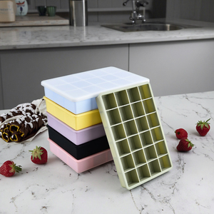24 ngăn Silicone hình vuông <span class=keywords><strong>Ice</strong></span> <span class=keywords><strong>Cube</strong></span> khay với nắp cho rượu Whisky trái cây purees Iced trà nhà sử dụng khuôn - Product Image 5