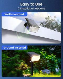 AUDERWIN Lot de 2 projecteurs solaires extérieurs modernes étanches IP67 <span class=keywords><strong>avec</strong></span> <span class=keywords><strong>télécommande</strong></span>, 60 modes LED pour jardin/cour/allée - Product Image 6