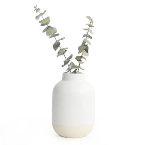 Jarrón de cerámica esmerilada de cerámica gruesa moderna Retro nórdica, jarrones de porcelana de cerámica hidropónica con forma de botella cilíndrica para el hogar - Product Image 1