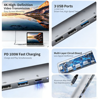 Hub USB C 5 en 1 de Aluminio, HDMI 4K 60Hz de Alta Frecuencia de Actualización, Carga PD de 100W, Puerto USB 3.0 y 2.0, Adaptador de Video Tipo C para Monitor y Laptop