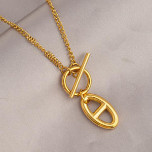 Mode Gold Edelstahl Halskette Kollektion verblasst nie Licht Luxus vielseitige Schlüsselbein Kette Großhandel für Frauen - Product Image 6