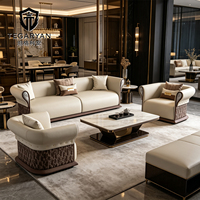 Ensemble de canapés Chesterfield en bois massif avec design chic en cuir, canapé de salon de luxe, mobilier haut de gamme multi-places, canapé de fête