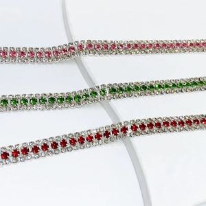 Cadena de diamantes de imitación de 9 mm con tres filas, al por mayor, de alto brillo, con cristales brillantes, para coser, sin níquel, ecológica, para manualidades DIY - Product Image 1