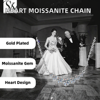 Pendentif Moissanite KARATS en Argent Sterling S925 Plaqué Or Blanc avec Chaîne Câble, Collier Cœur Tendance pour Femme, Certifié GRA VVS, Moissanite de Laboratoire