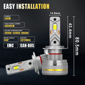 Kit de Faros Delanteros LED G19W <span class=keywords><strong>Ultra</strong></span> Brillantes H7, 200 W, 48000 Lúmenes, Luz Blanca de 6000 K, Diseño de Ventilador de Refrigeración Eficiente para Mejora de Faros Delanteros - Product Image 3