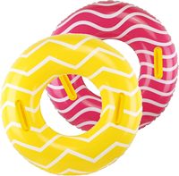 2er-Pack Gestreifte PVC Aufblasbare Schwimmreifen mit Griffen, Kindergröße 39 Zoll Schwimmring, Pool-Floats, Strand-Wasserspielzeug