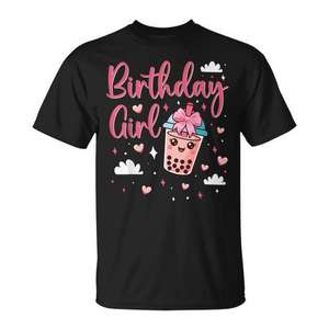 Camiseta de Cumpleaños con Lazo Rosa para Mujer, Unisex, Cuello Redondo, Manga Corta, Impresión Digital, Ropa de Fiesta - Product Image 1