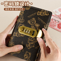 Carnet de notes multifonction en cuir avec couverture brillante, grille lignée, verrouillage par mot de passe et cadenas à combinaison