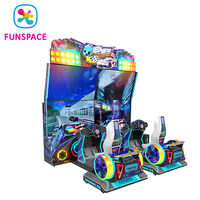 Simulateur de course pour deux joueurs FUNSPACE, borne d'arcade de jeu de conduite automobile vidéo 65 pouces en métal à monnayeur