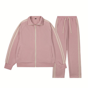 Ensemble Athlétique Unisexe Tendance XINCAI : Veste Sweat-shirt à Rayures Patchwork et <span class=keywords><strong>Pantalon</strong></span> Long 100% Polyester, Col Montant, Tenue Décontractée - Product Image 5