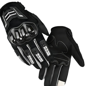 Gants de moto tactiques à doigts entiers en cuir noir, longueur poignet, durables, pour le cyclisme et les sports, impression par transfert thermique, pour hommes et femmes - Product Image 1