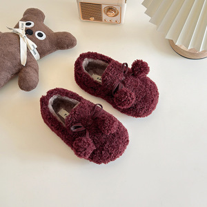 Bonito adorno <span class=keywords><strong>de</strong></span> bola <span class=keywords><strong>para</strong></span> niñas pequeñas, zapatos planos <span class=keywords><strong>de</strong></span> <span class=keywords><strong>Ballet</strong></span> <span class=keywords><strong>de</strong></span> piel cálida <span class=keywords><strong>de</strong></span> invierno <span class=keywords><strong>para</strong></span> niños pequeños, zapatos <span class=keywords><strong>de</strong></span> suela suave con lazo suave - Product Image 5