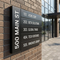 Panneau de signalisation personnalisé modulaire pour bureau multi-locataires |   Aluminium anodisé noir mat |   Bandes à clipser |   Usine OEM