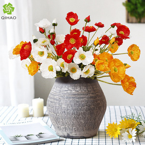 Flores Artificiales de Amapola QIHAO, Color Rojo Atardecer, Blanco y Amarillo Dorado, de Seda, Alta Simulación, Decoraciones para Bodas - Product Image 2