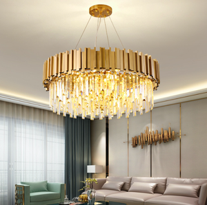 APCITL Modern Gold-plated Round Chandelier with Crystals LED Dimmable Warm <strong>White</strong> <strong>Hanging</strong> for Home &amp; Hotel - Product Image 3